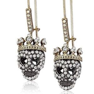 BETSY JOHNSON DARK SKULL EARRINGS